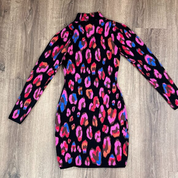 EUC Farm Rio Iridescent Leopards Sweater Dress Sz XS - Picture 9 of 11